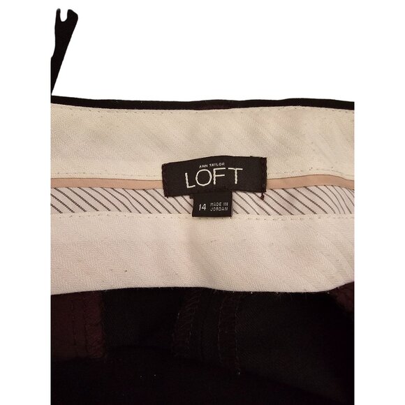 Loft Straight Leg Black Stretch Marisa Trouser Dress Pants Size 14 - Picture 3 of 10